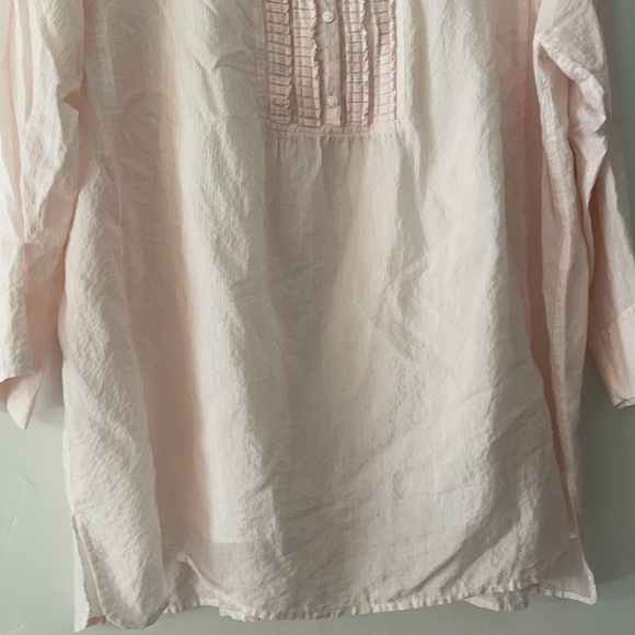 Pure DKNy Mandarin Colar Bwachy Light Pink Semisheer Lined Boho tunic Sz large - Picture 3 of 8